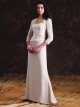 Sheath/Column Sweetheart Ivory Lace Chiffon 3/4 Length Floor-length Dress
