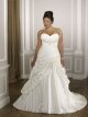 A-Line Sweetheart Embroidery Crystal Beads Satin Chapel Train Plus Size Wedding Dress